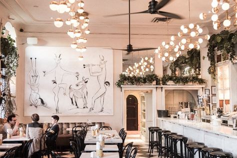 There’s a type of place we get asked about all the time: the Super Cute Reasonably Priced Restaurant To Catch Up With A Few Friends. Let’s discuss. Restaurants In Nyc, White Restaurant, New York City Vacation, White Cafe, Brunch Places, Nyc Restaurants, Old Rose, West Village, Restaurant Interior