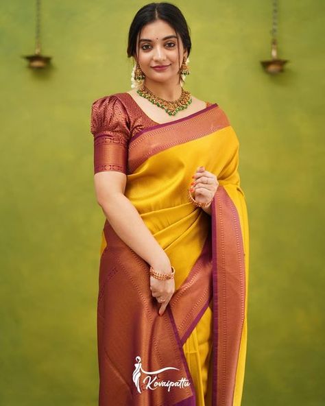 Yellow Saree Design, Tamil Blouse Designs, Pattu Saree Blouse Models, Simple Blouse Designs For Saree Pattu, Buff Blouse Designs, Buff Sleeve Saree Blouse, Pattu Saree Blouse Designs Simple Latest, Tamil Outfits, Buff Sleeves Blouse Designs