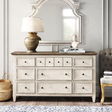 Kelly Clarkson Home Marion Queen Standard Configurable Bedroom Set & Reviews | Wayfair Furniture Anchors, Dresser Wood, Bedroom Styling, Solid Wood Dresser, Kelly Clarkson Home, Six Drawer Dresser, Bedroom Oasis, Refinished Furniture, 9 Drawer Dresser