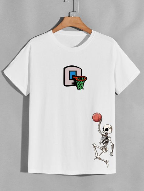 White Casual Collar Short Sleeve Fabric Cartoon,Halloween  Embellished Medium Stretch Summer Men Tops Cartoon Halloween, Cool Shirt Designs, Design Jersey, Trendy Shirt Designs, Tshirt Printing Design, T Shirt Painting, Shirt Design Inspiration, Shirt Print Design, Cool Outfits For Men