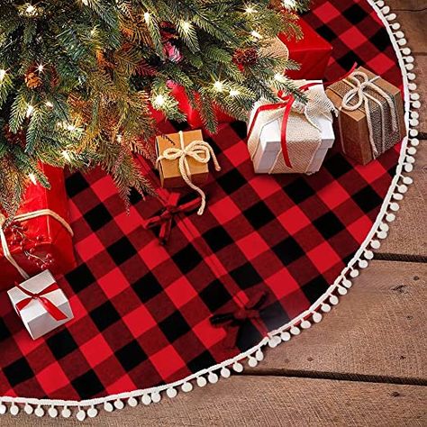 Rustic Xmas Tree, Farmhouse Tree Skirts, Black Xmas Tree, Personalized Tree Skirt, Plaid Tree Skirt, Different Christmas Trees, Burlap Tree Skirt, Plaid Christmas Tree Skirt, Xmas Tree Skirts