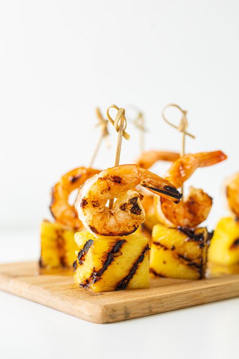 Shrimp On A Skewer, Grilled Pineapple Skewers, Shrimp Skewers Grill, Shrimp And Pineapple Skewers, Pineapple Skewers, Last Minute Appetizer, Pineapple Shrimp, Pineapple Skewer, Teriyaki Shrimp