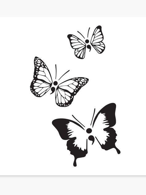 "Semicolon Butterflies" Canvas Print by Hannahh3y | Redbubble Semi-colon Butterfly Tattoo, Infected Tattoo, Semicolon Tattoo, Inspiration Tattoos, Butterfly Tattoo Designs, Dainty Tattoos, Family Tattoos, Tattoos For Daughters, Simplistic Tattoos