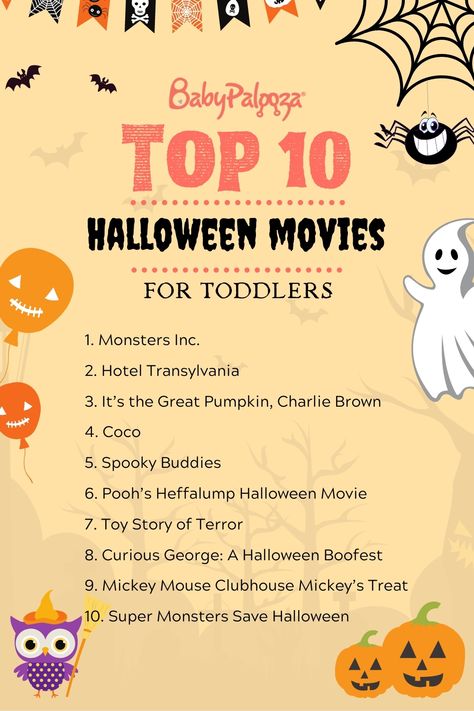 Spooky Family Movie Night, Kids Spooky Night, Halloween Movies For Preschoolers, Kids Fall Movie Night, Fall Movies For Toddlers, Spooky Movie Night For Kids, Halloween Movies For Toddlers, Halloween Movie Night Toddler, Spooky Night With Kids