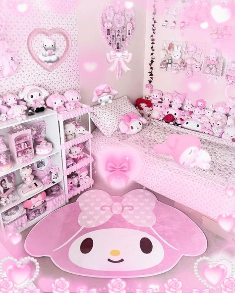 My Melody Room, Melody Room, Bedroom Decor Pictures, Sanrio Room, Violet Room, Kawaii Room Ideas, Girls Furniture, Dream Bedroom Inspiration, My Melody Cinnamoroll