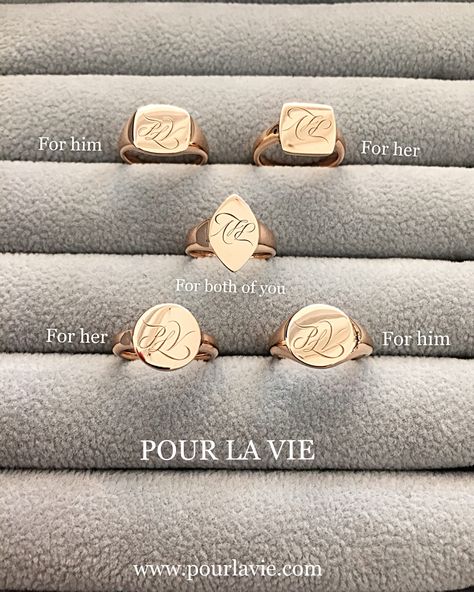 Pour La Vie Signet Ring 18k Rose Gold Chevalier Ring Woman, Gold Signet Ring Woman, Signate Rings, Signet Ring Engraving, Signet Engagement Rings, Pinky Signet Ring, Custom Signet Ring, Signet Rings Women, Diamond Signet Ring