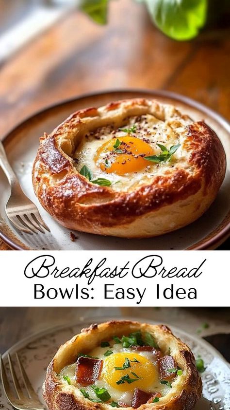 Start your winter mornings off right with these Customizable Breakfast Bread Bowls. Packed with eggs, cheese, and your favorite fillings, they offer a satisfying and unique breakfast experience. Whether for Friendsgiving breakfast or a cozy winter meal, these bread bowls make for a fun and delicious way to enjoy breakfast during the colder months. Breakfast Bread Bowls, Unique Breakfast, Creative Breakfast, Ultimate Breakfast, Unique Breakfasts, Winter Dinner Recipes, Bread Bowl, Breakfast Bread, Winter Dinner