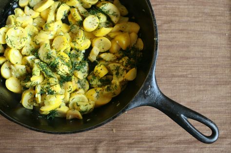 Sage Butter Summer Squash with Dill Garnish, a recipe on Food52 Summer Side Dishes Recipes, Sage Recipes, Summer Squash Recipes, Yellow Squash Recipes, Sage Butter, Yellow Summer Squash, Vegetable Side Dishes Recipes, Summer Side Dishes, Summer Cooking