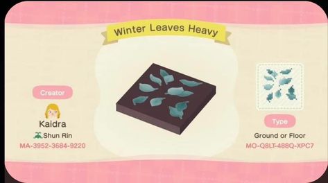 Acnh Winter Blanket, Animal Crossing Online, Acnh Winter, Animal Crossing Custom Designs, Winter Leaves, Winter Face, Island Theme, Path Design, Winter Blankets