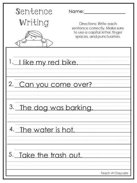 1st Grade Writing Worksheets, 1st Grade Reading Worksheets, Efl Teaching, Language Arts Worksheets, Ela Worksheets, Sentence Correction, Homeschool Writing, 1st Grade Writing, 2nd Grade Ela