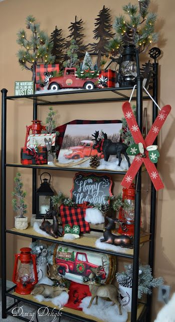 Red Truck Decor, Red Truck Christmas, Plaid Christmas Decor, Christmas Red Truck, Rustic Christmas Tree, Farmhouse Christmas Decor, Christmas Tree Themes, Red Truck, Country Christmas