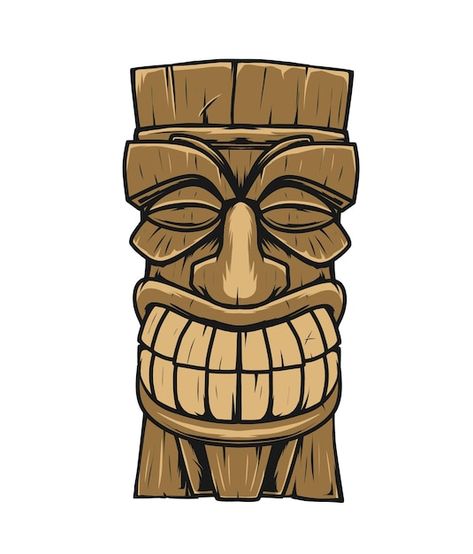 Vector tiki sculpture vector illustratio... | Premium Vector #Freepik #vector #tiki #tiki-bar #tiki-mask #tribal-mask Tiki Sculpture, Totem Tiki, Tiki Masks, Tiki Tattoo, Tiki Faces, Tiki Head, Foam Art, Tiki Totem, Tiki Tiki