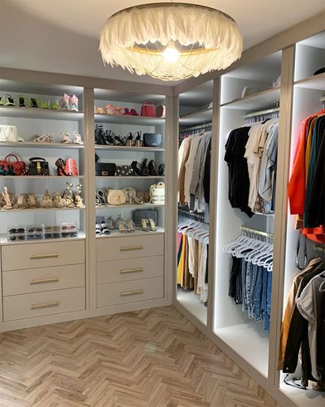 19 celebrity wardrobes and glam rooms that have to be seen to be believed: Kardashians, Rochelle Humes, Ferne McCann, more | HELLO! Glam Closet, Big Closet, Dream Closet Design, Walk In Closet Design, Zeta Jones, Luxury Closets Design, Wardrobe Room, Closet Remodel, Closet Room