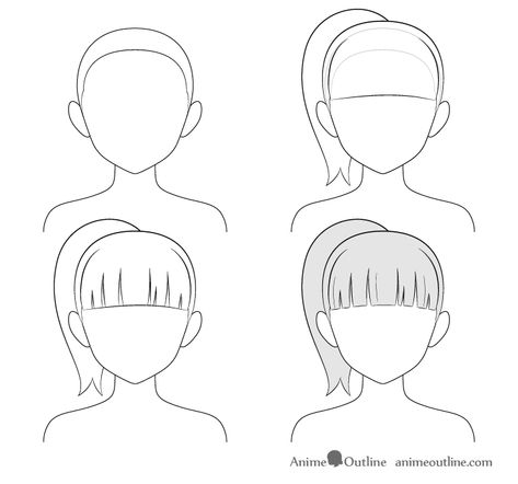 Ponytail Drawing, How To Draw Anime, Drawing Hair Tutorial, Manga Hair, Easy Drawings For Beginners, 얼굴 드로잉, Body Drawing Tutorial, Hair Drawing, Draw Anime