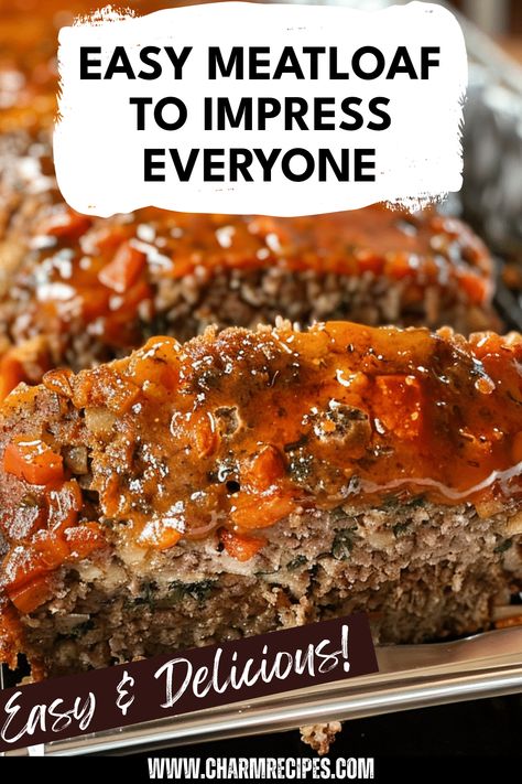 Savor the ultimate comfort food with our easy meatloaf recipe that takes classic flavors to a whole new level. This moist and savory meatloaf is made with ground beef, oats, and a perfect blend of spices, making it a favorite for family dinners. Topped with a delicious glaze, this recipe is sure to become a go-to for your weeknight meals. Serve alongside mashed potatoes and green beans for a cozy feast that everyone will love. Explore how to create this simple yet delightful dish that's perfect any time of the year. Meatloaf With Ground Pork, Meatloaf With Sausage And Beef, Hidden Veggie Meatloaf, Meatloaf Recipes With Oats, Easy Meatloaf Recipe Simple, Meatloaf Variations, Old School Meatloaf Recipe, Meatloaf Recipes Easy, Best Meatloaf Recipes