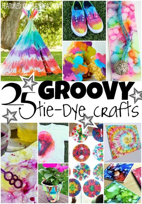 Kids love mixing colors and that's why they are going to go crazy for these tie dye crafts! Tie Dye is so much fun for kids and adults. Mixing colors, watching Tie Dye Crafts For Kids, Tie Dye Birthday Party, Ty Dye, Hippie Crafts, Tie Dye Birthday, Tie Dye Patterns Diy, Diy Tie Dye Shirts, Tie Dye Party, Tie Dye Crafts