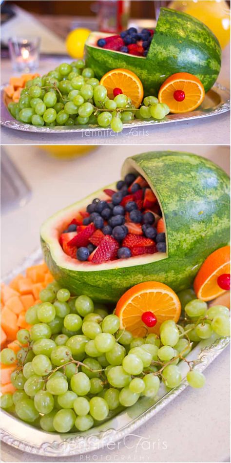 Baby Shower Fruit Tray, Watermelon Baby Carriage, Lime Glaze, Baby Shower Fruit, Lime Fruit, Baby Shower Snacks, Babyshower Party, Watermelon Baby, Idee Babyshower