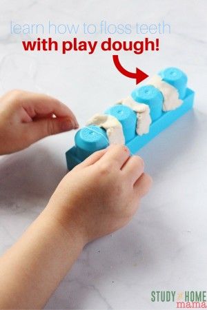 Learn how to floss teeth with play dough and Duplo/Megablocks! This is a great fine motor activity for kids and a great one for learning about dental hygiene. A tooth activity perfect for dental health month! Floss Teeth, Dental Health Week, Dental Health Preschool, Hygiene Activities, Dental Health Activities, Dental Health Month, Heal Cavities, Fine Motor Activity, Fine Motor Activities For Kids