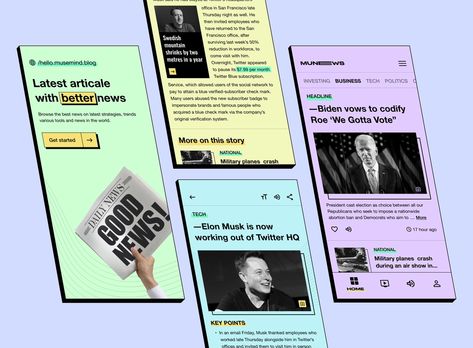 News Portal Mobile App by Musemind Mobile for Musemind - UX/UI Design Agency on Dribbble Newsletter Design Layout, Ui Design Trends, Directory Design, Newsletter Design, Design Jobs, App Ui Design, Mobile Web, Web App Design, Mobile App Design