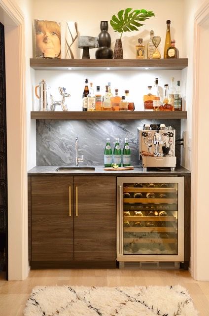 Bar Nook, Home Wet Bar, Home Bar Rooms, Modern Home Bar, Home Bar Design, Diy Home Bar, Home Coffee Bar, Coffee Bar Home, Home Bar Designs