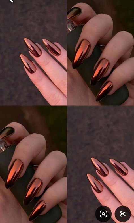 Fall Manicures, Bold Nails, Metallic Nail Art, November Nails, Nails Polish, Brown Nails, Chic Nails, Chrome Nails, Fall Nails