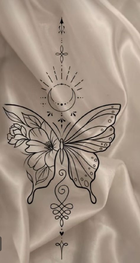 Butterfly Chandelier Tattoo, Butterfly Sternum Tattoo Women, Simplistic Tattoo Ideas, Lotis Flower, Butterfly Sternum Tattoo, Chandelier Tattoo, Protection Tattoo, Flower Spine Tattoos, Butterfly Chandeliers