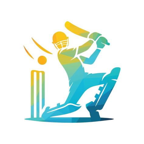 Cricket Player Logo Design Vector Illustration Cricket Vector Illustrations, Cricket Posters Design, Cricket Logos Design, Cricket Team Logo Design Ideas, Cricket Graphic Design, Cricket Logo Creative, Cricket Decor, Cricket Dp, Cricket Poster Design