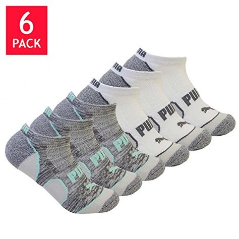 Puma Womens No Show All Sport Athletic Socks 6Pair White  Gray  Turquoise Shoe Size 5 95 >>> You can get additional details at the image link.Note:It is affiliate link to Amazon. Puma Socks, Sock Ideas, Turquoise Shoes, Cotton Caftan, Soft Joggers, Pleated Tops, Womens Maternity, Puma Women, Calvin Klein Women