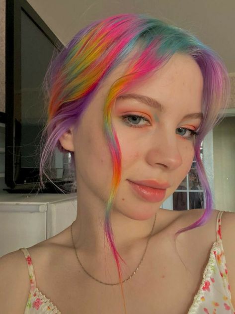 Rainbow Hair Color, Dyed Hair Inspiration, Rainbow Friends, Dye My Hair, Hair Dye Colors, Hair Inspo Color, Rainbow Hair, Cool Hair Color, Crazy Hair