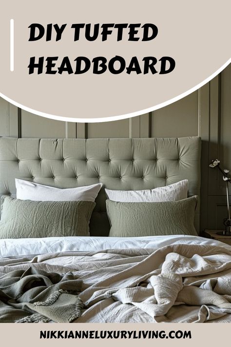 Looking to add a touch of luxury to your bedroom without breaking the bank? A DIY tufted headboard might be just what you need! This project is perfect for those who want to combine elegance with personal craftsmanship. Not only will it elevate the look of your bedroom, but it’s also a fun and rewarding DIY project. Whether you’re a seasoned DIY enthusiast or just starting out, we have the perfect guide to help you create a beautiful tufted headboard. Let’s dive in and start transforming your be How To Make A Tufted Headboard, Diy Headboard Slipcover, How To Upholster A Headboard, Luxurious Bedrooms On A Budget, Padded Headboard Bedroom, Dyi Headboards, Tuffed Headboard, Cloth Headboard, Bed Headboard Ideas