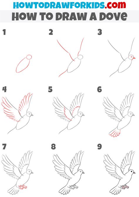 White Dove Drawing, Drawings Of Doves, Dove Sketch, Drawing Of A Dove, Dove Bird Drawing, Peace Drawing Ideas, Dove Paintings, Cute Dove Drawing, How To Draw A Dove