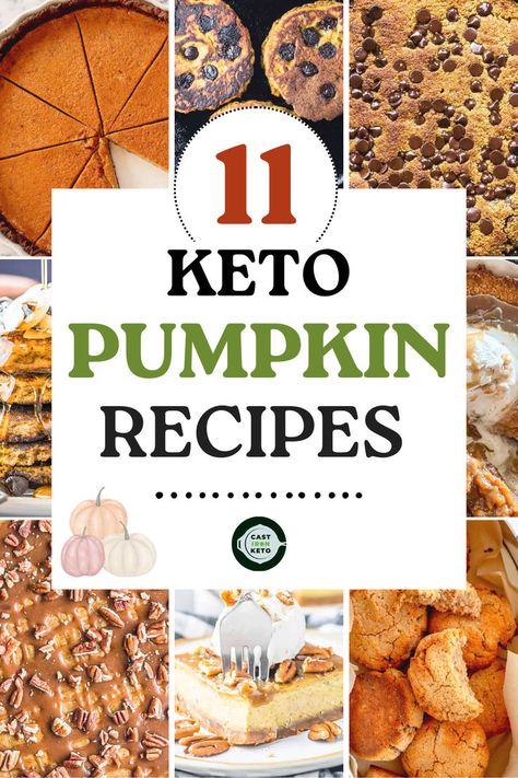 Collage featuring pictures of keto pumpkin dish Keto Pumpkin Recipes, Keto 101, Low Carb Pumpkin Cheesecake, Keto Pumpkin Pie, Keto Dishes, Pumpkin Custard, Keto Diet List, Keto Pumpkin, Keto Diet Breakfast