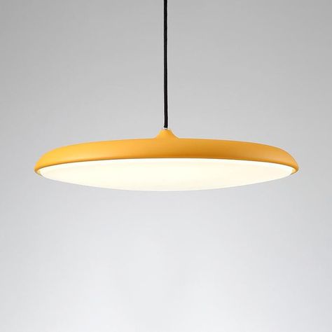 Modern Metal Pendulum Saucer Light Fixture With 1 Bulb For Dining Room Yellow / Small Small Canopy, Pendulum Lights, Yellow Dining Room, Pendant Light Kit, Bulb Pendant Light, Large Pendant Lighting, Pendant Lighting Dining Room, Small Pendant Lights, Flying Saucer