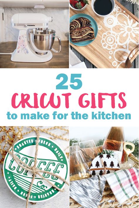 Kitchen gifts you can personalize with your Cricut. #ad #cricutcreated Diy Housewarming Gift Ideas Cricut, Housewarming Cricut Gifts, Cricut Hostess Gift Ideas, New Kitchen Gift Ideas, Cricut Housewarming Gift Ideas, Housewarming Gift Cricut, Diy Kitchen Gift Ideas, Cricut New Home Gift Ideas, Kitchen Cricut Ideas