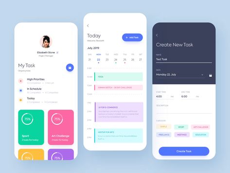 Android Organization, To Do App, Task Planner, Uiux Design, Android App Design, Scheduling App, Blue Board, Planning App, Planning Template