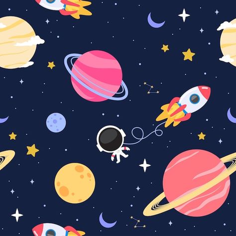 Pop Art Colors, Space Animals, Star Illustration, Illustration Flat, Space Illustration, Space Backgrounds, Space Images, Vector Background Pattern, Cartoon Background