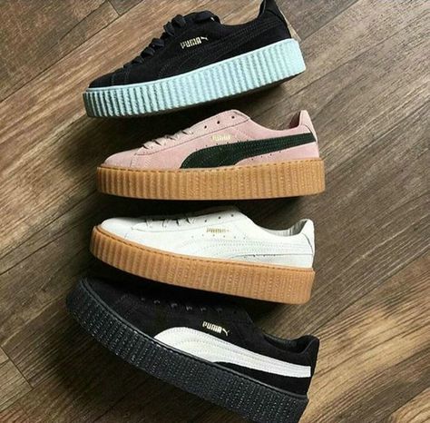 Adidas NMD xr1 Duck Camo Rihanna Shoes, Puma Creepers, Basket Style, Shoe Wardrobe, Cute Sneakers, All About Shoes, Kinds Of Shoes, Pumas Shoes, Pretty Shoes