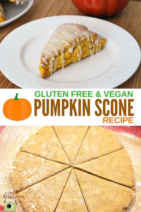 Gluten Free & Vegan Pumpkin Scone Recipe - Starbucks Copycat Recipe - Easy & Delicious! #glutenfree #vegan Pumpkin Scones Recipe, Gluten Free Pumpkin Recipes, Gluten Free Scones, Scones Recipe Easy, Postre Keto, Pumpkin Scones, Tofu Scramble, Starbucks Copycat, Maple Glaze