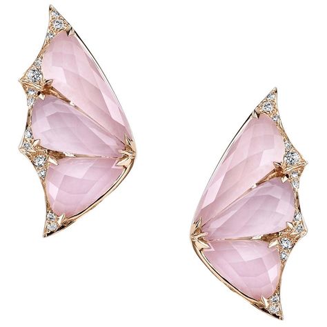 Stephen Webster - Fly Night Pink Haze Earstuds Contemporary Crystal,diamond,opal,quartz,other,white Diamond Gold, 18K Gold, Rose Gold Stephen Webster Jewelry, Pink Diamond Earrings, Pink Crystal Earrings, Clear Crystal Earrings, Diamond Circle Pendant, Pave Diamond Earrings, Stephen Webster, Clear Earrings, White Gold Earrings Studs