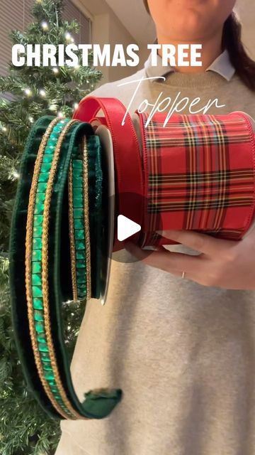 Emily McInnis (Waldo) on Instagram: "⬇️ SAVE this tree-topper bow 🎀 tutorial for your Christmas Tree this season! You can customize this recipe to fit your color scheme 🎨 AND—you can store it + reuse for future seasons ♻️ 

Today we are decorating a traditional Christmas tree for Hope Lodge Tampa’s 3rd floor. The residents LOVED this theme! ❤️ you can find @farrisilk ribbons from a lot of Etsy shops, but some of my favorites are @burlapandblingdecor , @kraftykarendesigns and @twistedtwigsdecor 🎀✨

#christmasbow #treetopper #christmastreedecorating" Tree Top Bows Christmas, Bow On Christmas Tree Top, Christmas Tree Ribbon Combinations, Bows On Christmas Tree Topper, Diy Bow Topper Christmas Trees, Diy Christmas Bow Tree Topper, Christmas Tree Ribbon Toppers, Christmas Tree Decorating Tutorial, Traditional Christmas Tree Topper