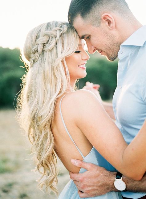 Romantic Hillside Anniversary Photos - Inspired By This Engagement Photo Hair, Anniversary Pics, Prenup Shoot, Engagement Posing, Wedding Friends, Engagement Pose, Leanne Marshall, Engagement Hairstyles, Viking Wedding