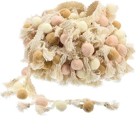 Amazon.com: uxcell 5 Yards Pom Pom Ball Fringe Trim, Ribbon Sewing DIY Crafts Accessory for Home Curtain Clothes Pillow Decoration, Beige Ribbon Sewing, Decorative Balls, Diy And Crafts Sewing, Sewing Embellishments, Sewing Ribbon, Pom Pom Trim, Decorative Trim, Craft Accessories, Sewing Trim