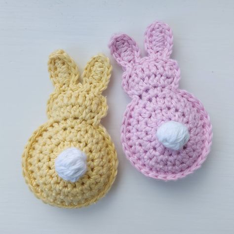 A Playful Stitch: Crochet Easter Bunnies Crochet Bunny Pin, Easter Egg Applique Crochet, Easter Crochet Patterns Free, Craft Easter, Easter Applique, Easy Crochet Animals, Easy Crochet Baby Blanket, Crochet Easter, Easter Earrings