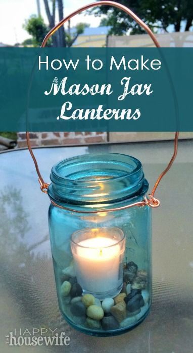 How to Make Mason Jar Lanterns at The Happy Housewife http://thehappyhousewife.com/home-management/how-to-make-mason-jar-lanterns/ Easy Mason Jar Crafts Diy, Diy Mason Jar Ideas, Easy Mason Jar Crafts, Diy Mason Jar Crafts, Jar Projects, Jar Crafts Diy, Mason Jar Lanterns, Mason Jar Projects, Diy Mason Jar