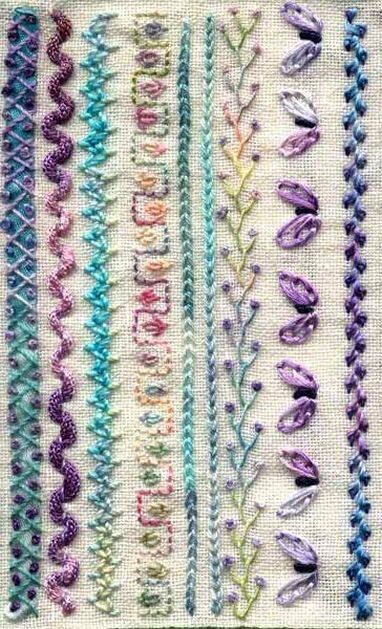 Patterns For Embroidery, Crazy Quilts Patterns, Crazy Quilt Stitches, Embroidery Sampler, Basic Embroidery Stitches, Embroidery Stitches Tutorial, Pola Sulam, Stitch Book, Crazy Quilt