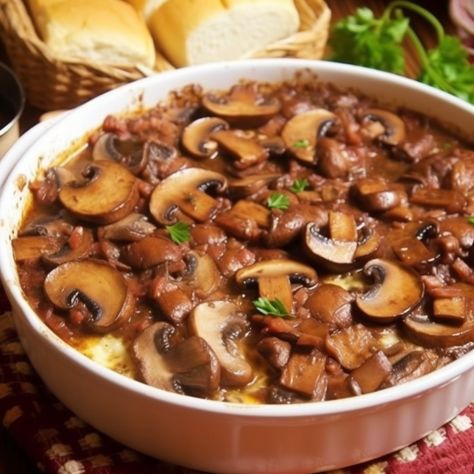 Mushroom Beef Casserole Ground Beef Mushroom Casserole, Savory Mushroom Beef Casserole, Beef And Mushroom Noodle Bake, Hamburger Mushroom Casserole, Mushroom Beef Casserole, Hamburger And Mushroom Recipes, Beef Mushroom Recipes, Ground Beef And Mushroom Recipes, Mushroom Casserole Recipes