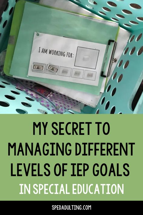 Iep Goal Work Bins, Iep Goal Bins, Iep Bins, Special Education Data Collection, Iep Goal Tracking, Data Collection Special Education, Special Education Classroom Setup, Vocational Activities, Sensory Classroom