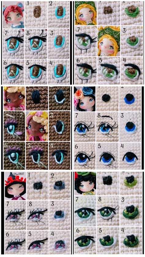 Crochet Dolls Patterns, Crochet Doll Tutorial, Crochet Eyes, Crochet Dolls Free Patterns, Pola Amigurumi, Crochet Design Pattern, Pola Kristik, Crochet Amigurumi Free Patterns, Patterns Ideas