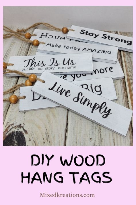 Wood Tags Diy, Diy Hang Tags, Hanging Coat Rack, Labels Diy, Wood Tags, Wooden Tags, White Chalk Paint, Diy Wood Signs, Diy Tags