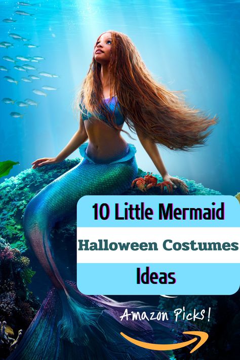 *Contain affiliate link Black Ariel Halloween Costume, Black Ariel Costume, Little Mermaid Adult Costume, Little Mermaid Costume Women, Diy Mermaid Costume For Women, Homemade Costumes Women, Ariel Costume Women, Mermaid Costume For Women, Disney Ariel Costume